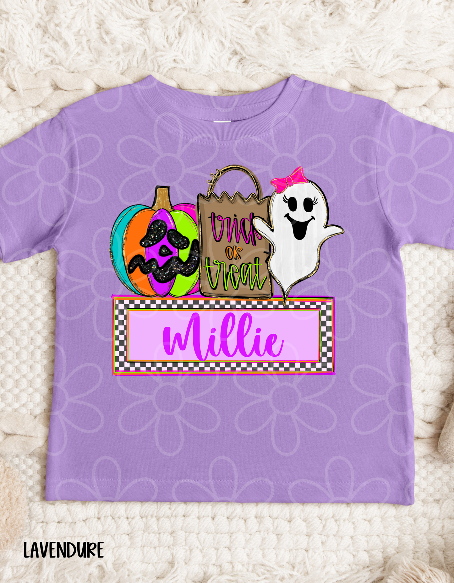 Trick Or Treat Halloween Girls Custom Name DTF Transfer
