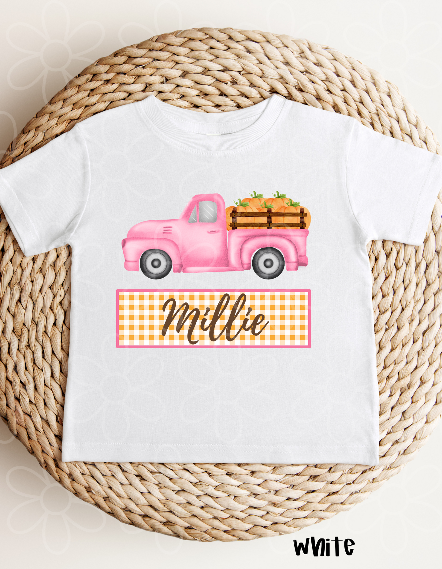 Truck Pumpkins Girls Custom Name DTF Transfer