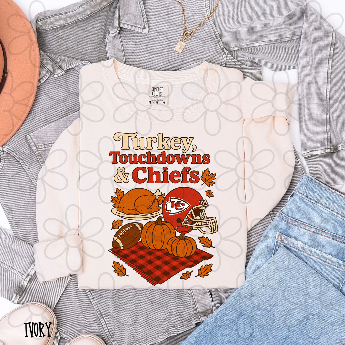 Turkey, Touchdowns & Football Teams (Multiple Options) Kids Completed Tee