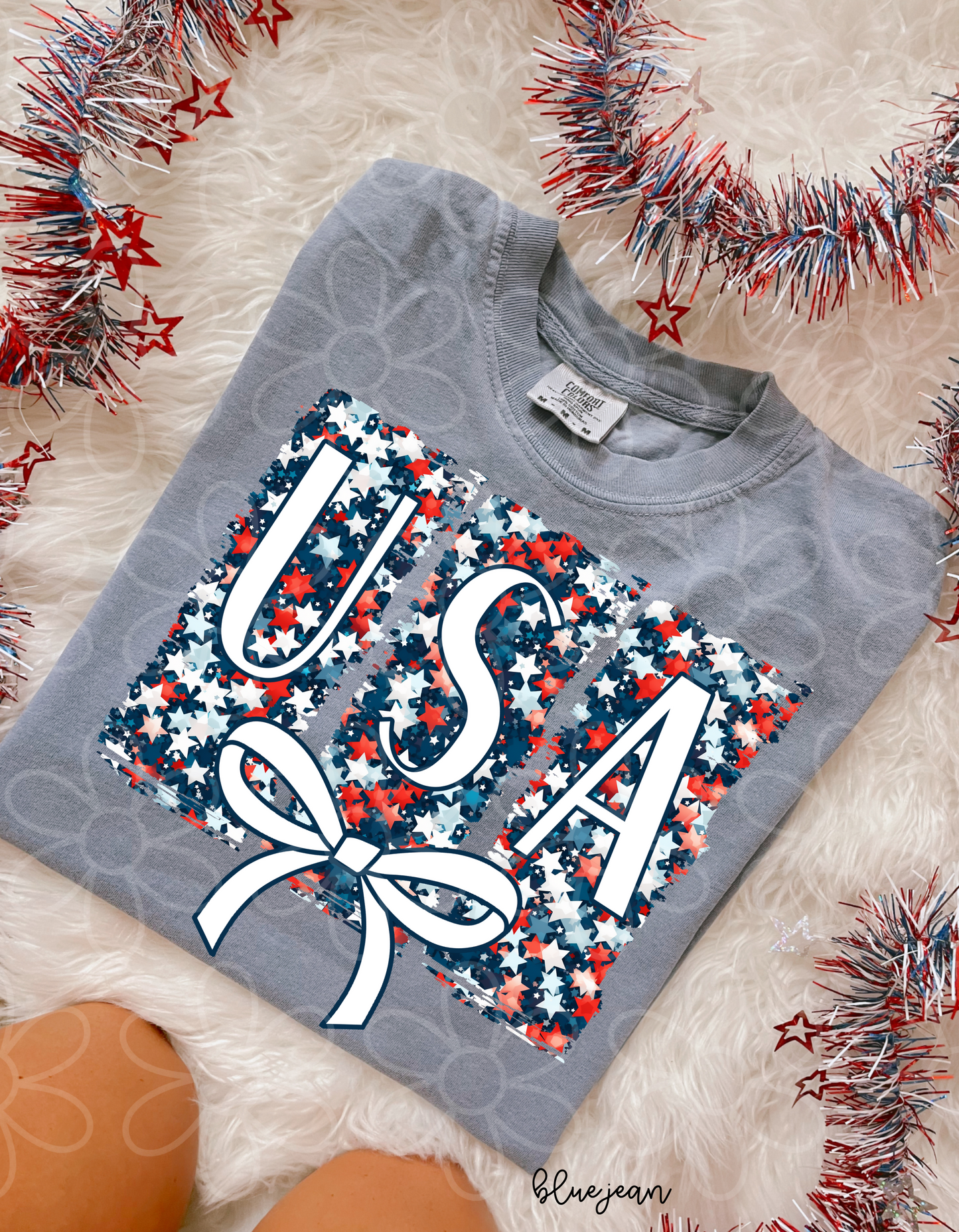 USA Stars Coquette Bow Completed Tee