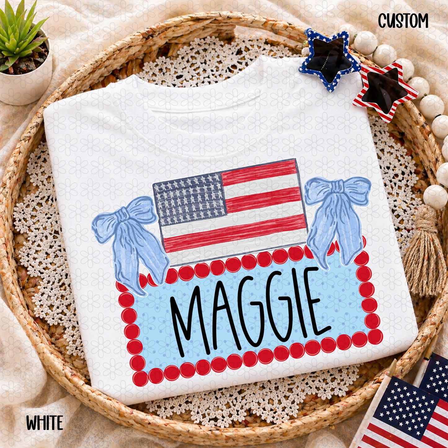 USA Flag Custom Name Plate DTF Transfer