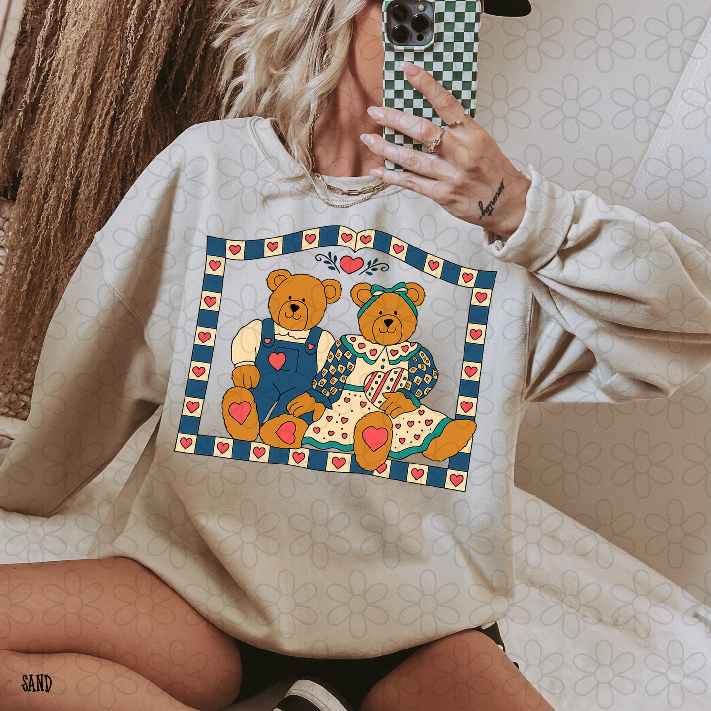 Vintage Bears Hearts DTF Transfer