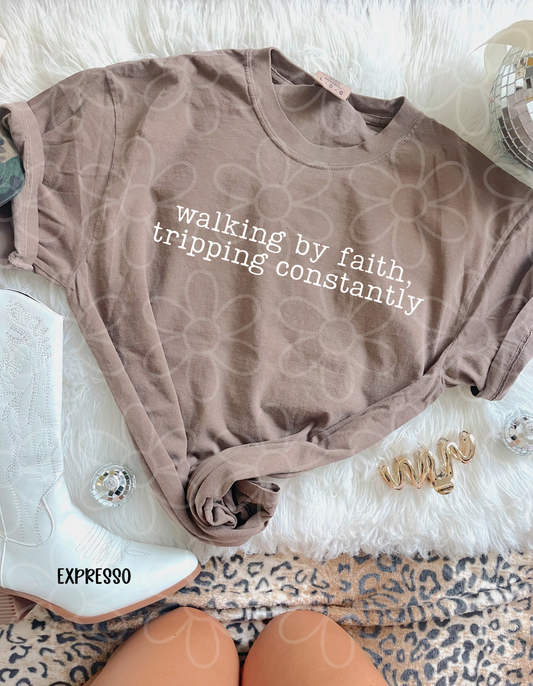Walking By Faith Tripping Constantly Kids Completed Tee