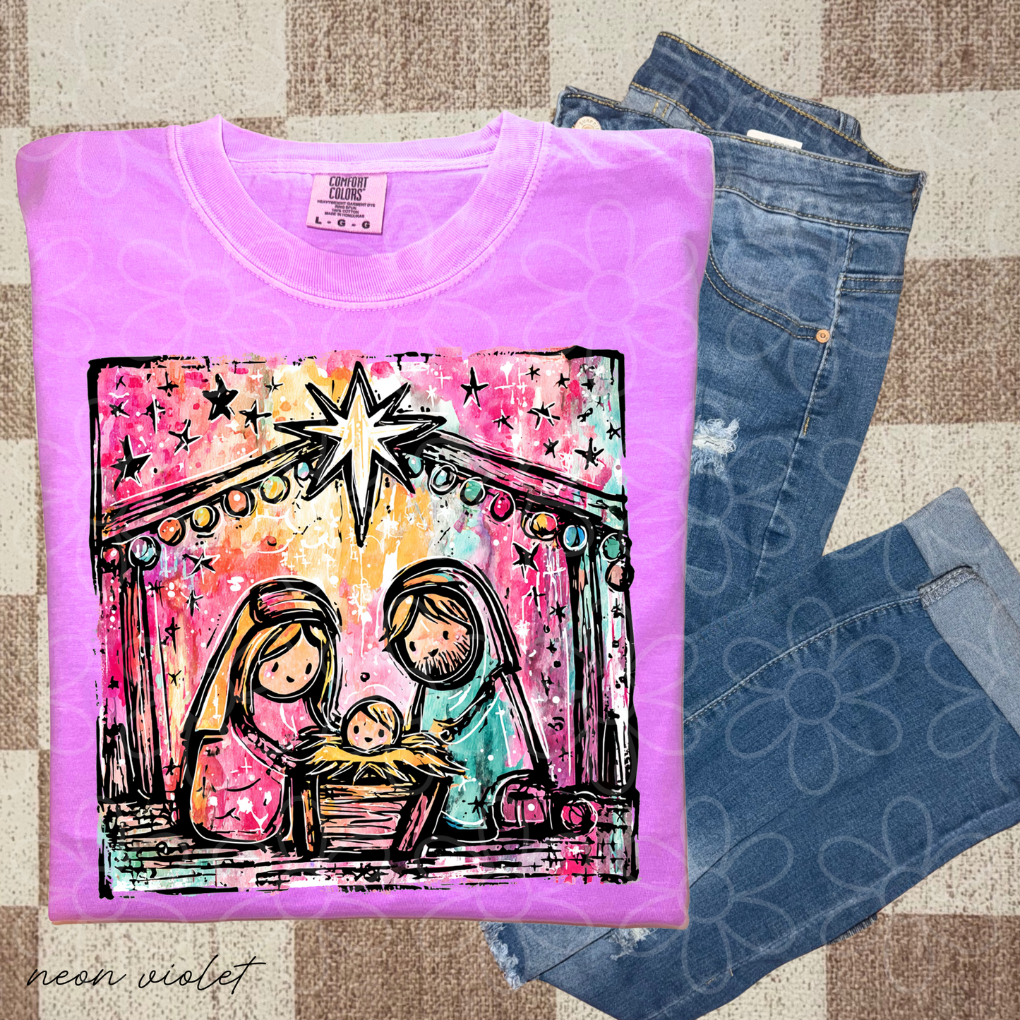 Watercolor Baby Jesus Completed Tee