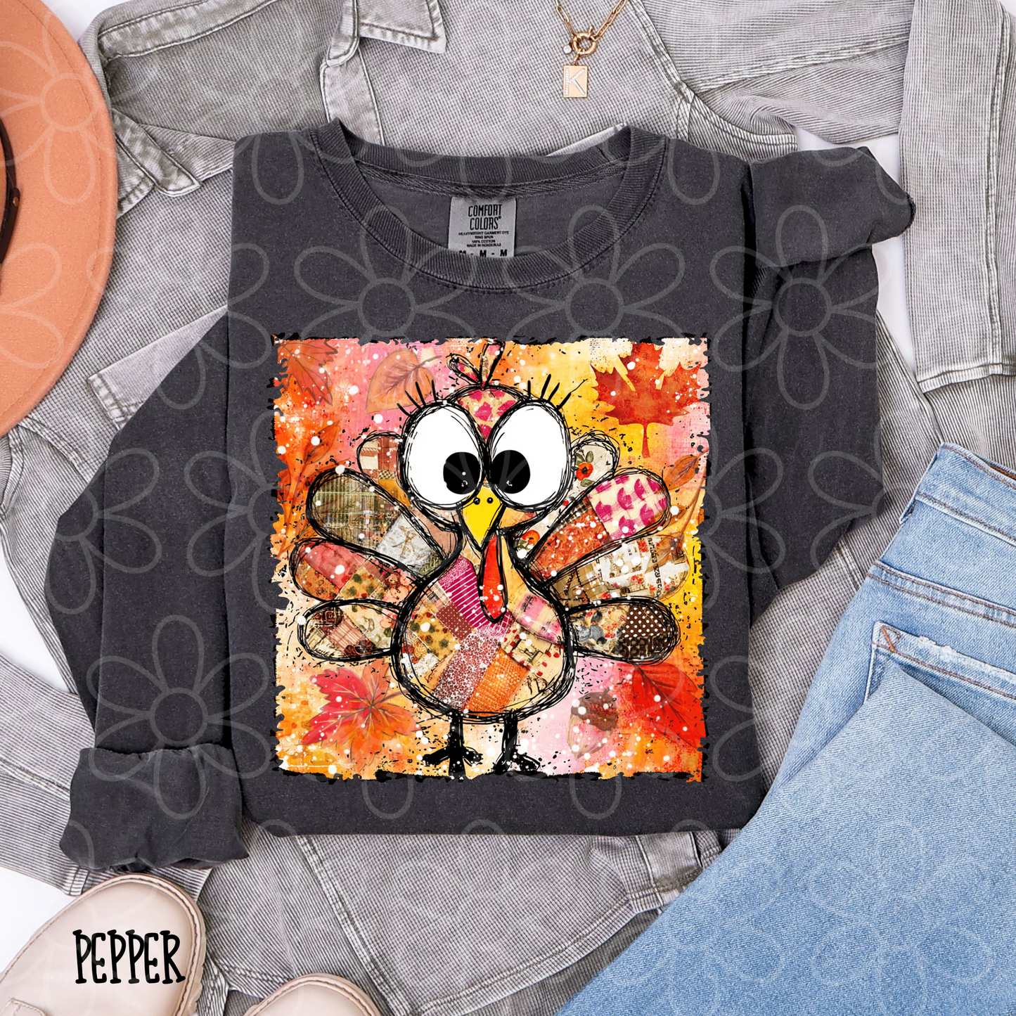 Watercolor Fall Turkey Completed Tee