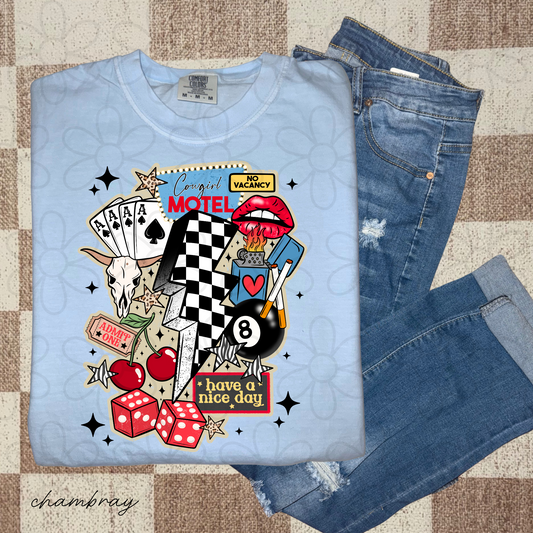 Western Collage Checkered Lightning Bolt Kids Completed Tee