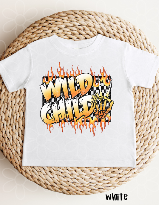 Wild Child Checkered Flames Kids Completed Tee
