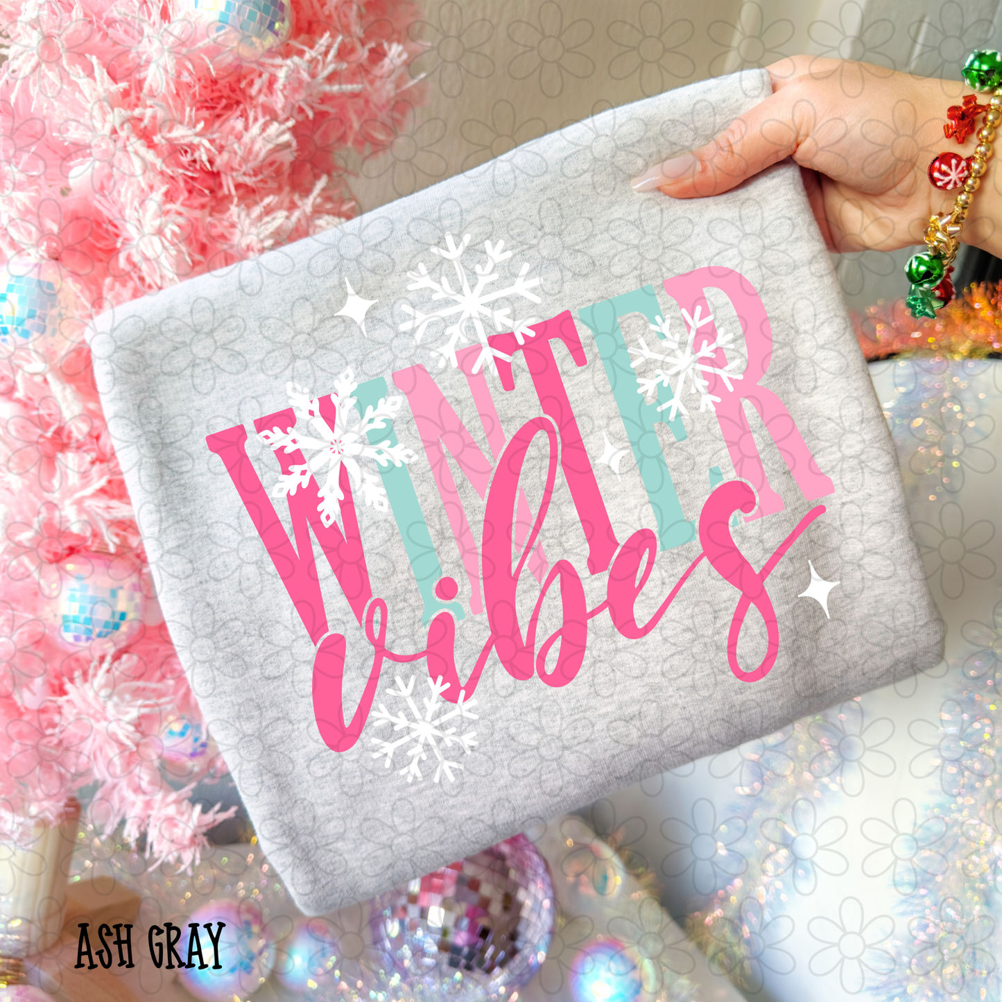 Winter Vibes Pink DTF Transfer