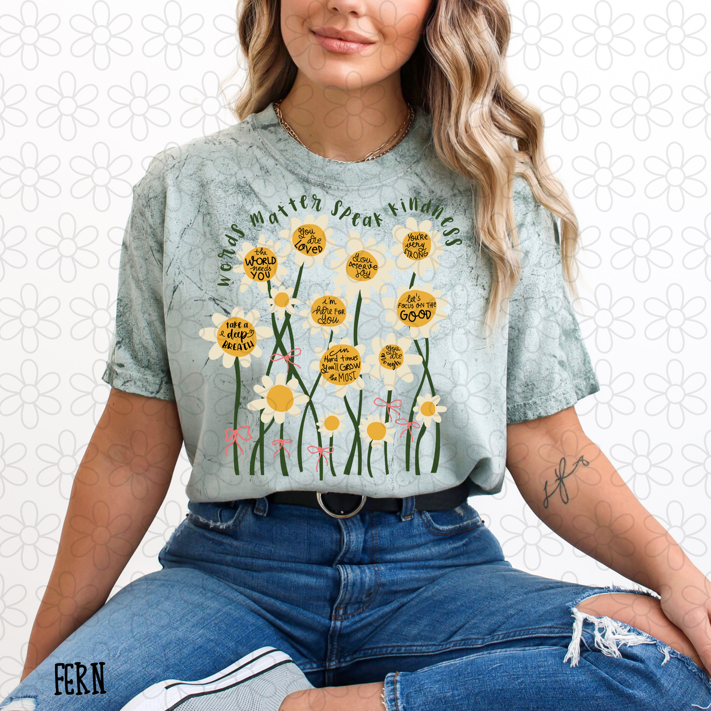 Words Matter Speak Kindness Flowers Color Blast Completed Tee