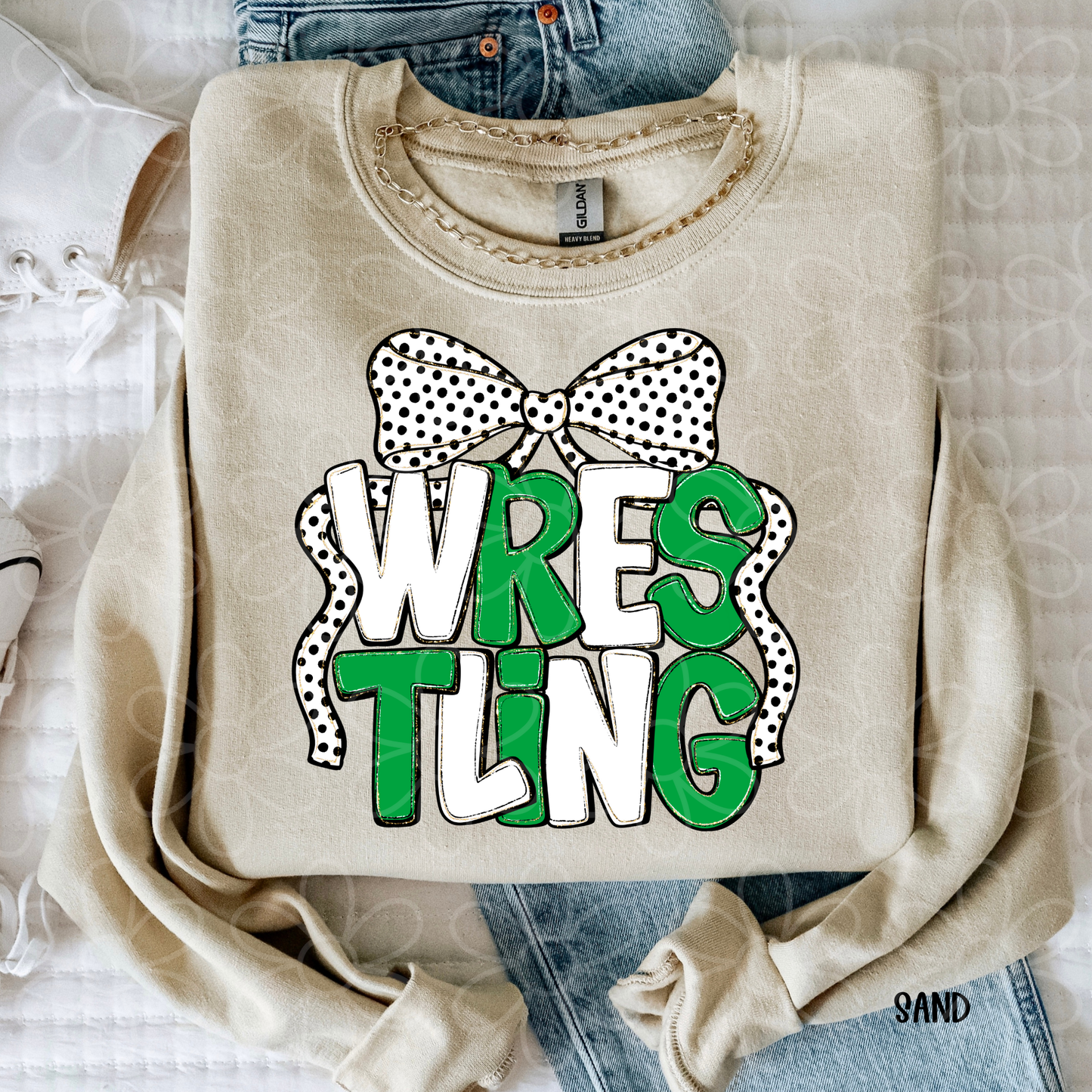 Wrestling Black & White Bow (Multiple Color Options) DTF Transfer