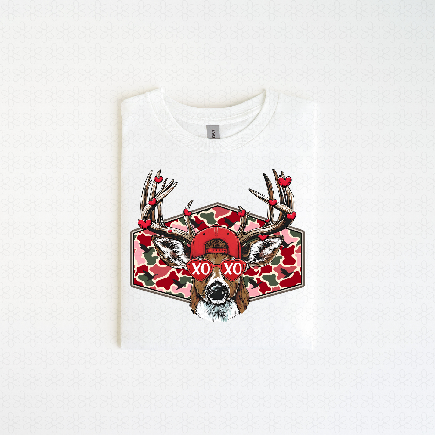 XOXO Valentines Camo Deer DTF Transfer
