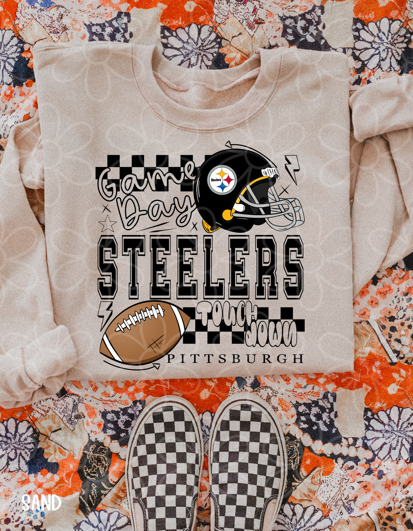 Game Day Checkered Football Teams (Multiple Options) Completed Tee