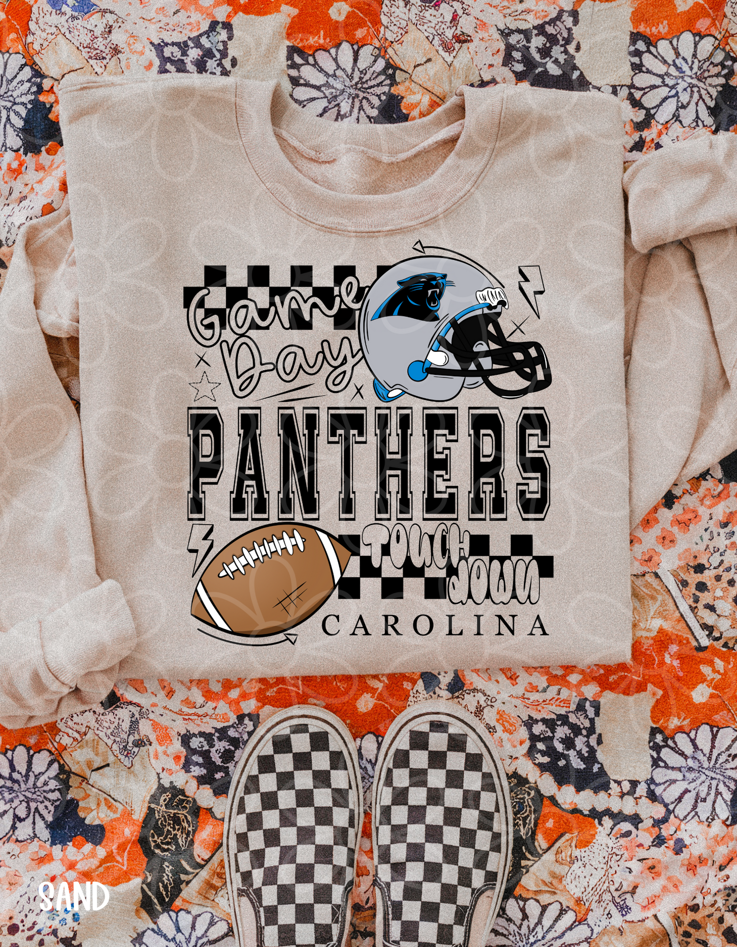 Game Day Checkered Football Teams (Multiple Options) Completed Tee