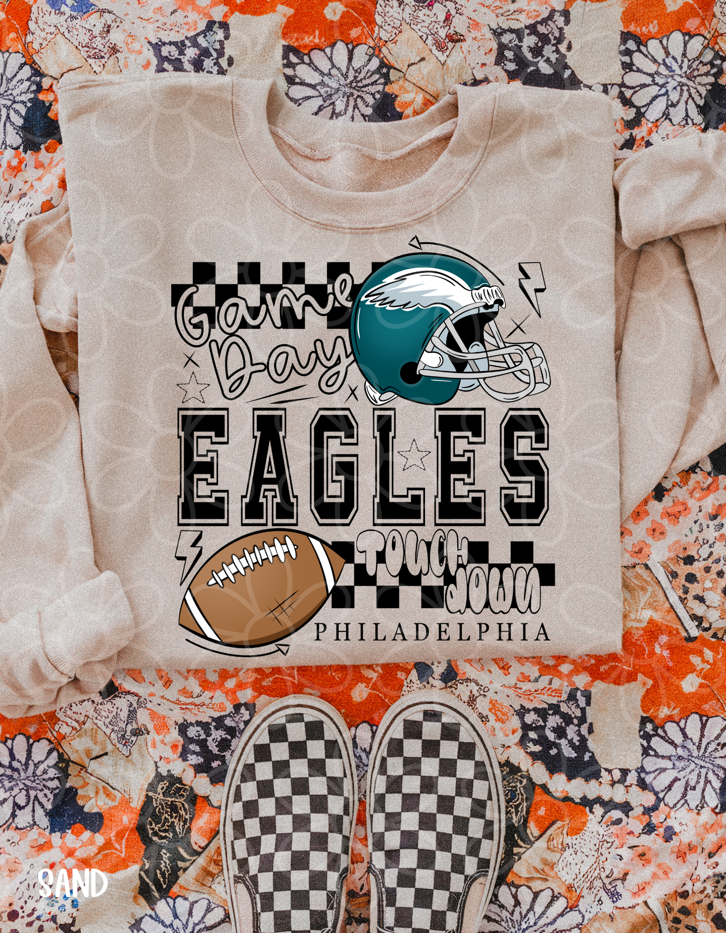 Game Day Checkered Football Teams (Multiple Options) Kids Completed Tee