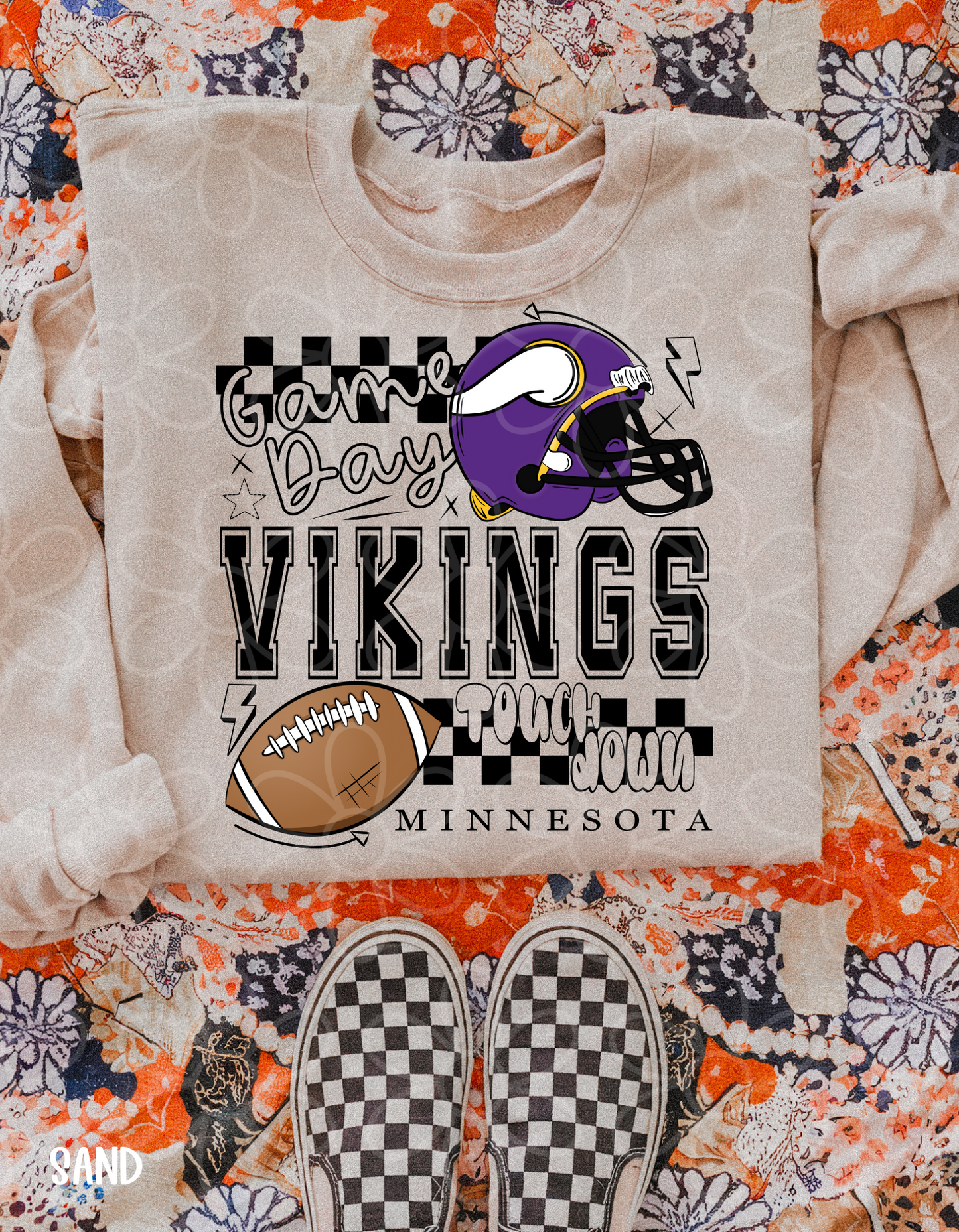 Game Day Checkered Football Teams (Multiple Options) Completed Tee