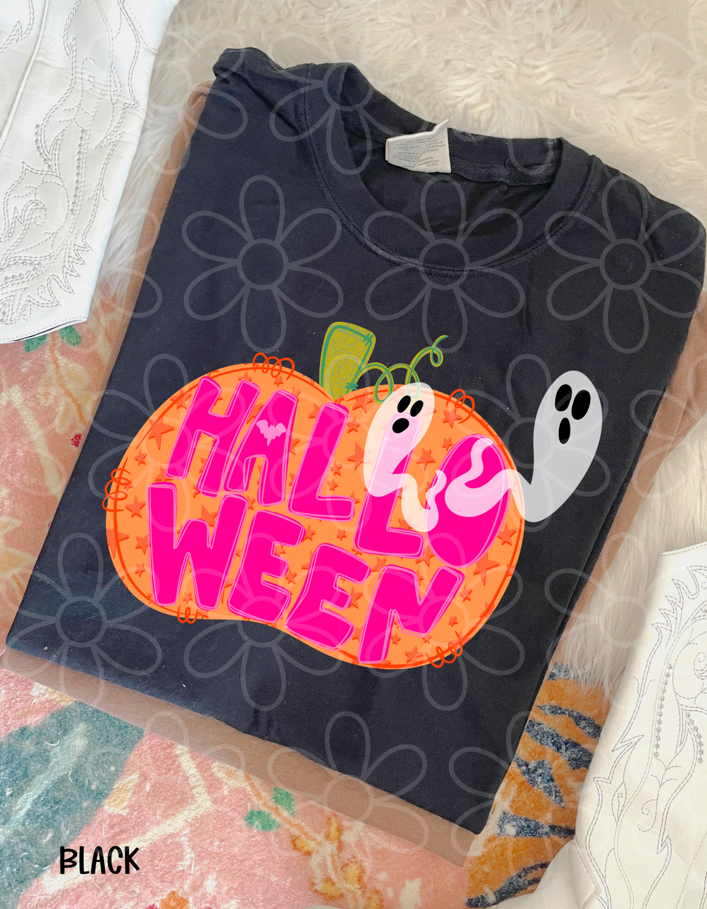 Halloween Leopard Pumpkin Ghosts Kids Completed Tee
