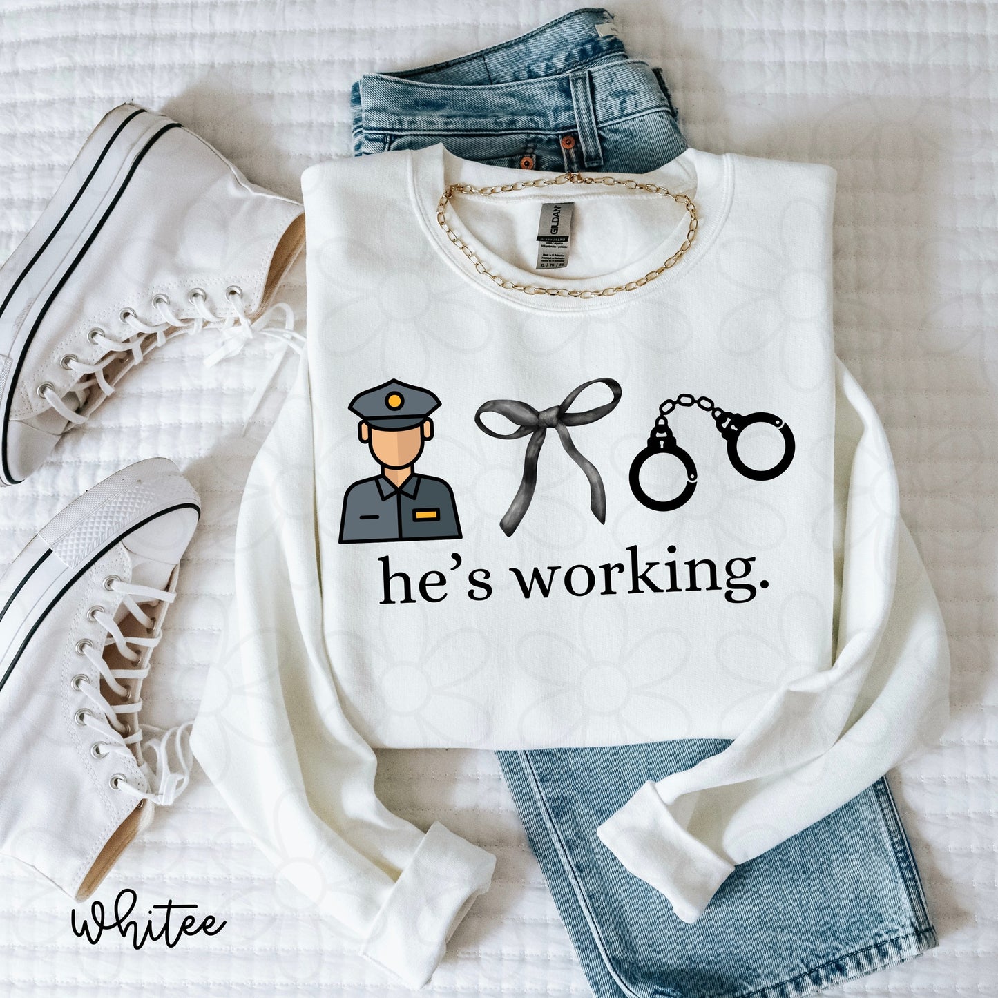 He's Working (Multiple Options) Completed Tee
