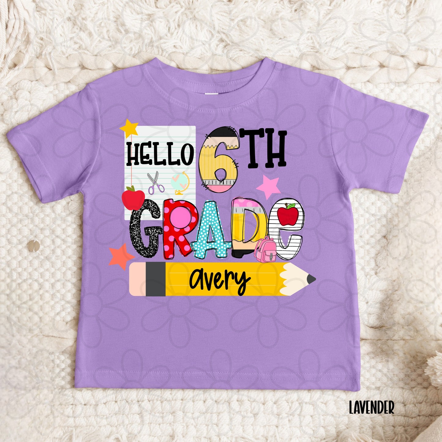Girls Hello Grade Custom Name DTF Transfer