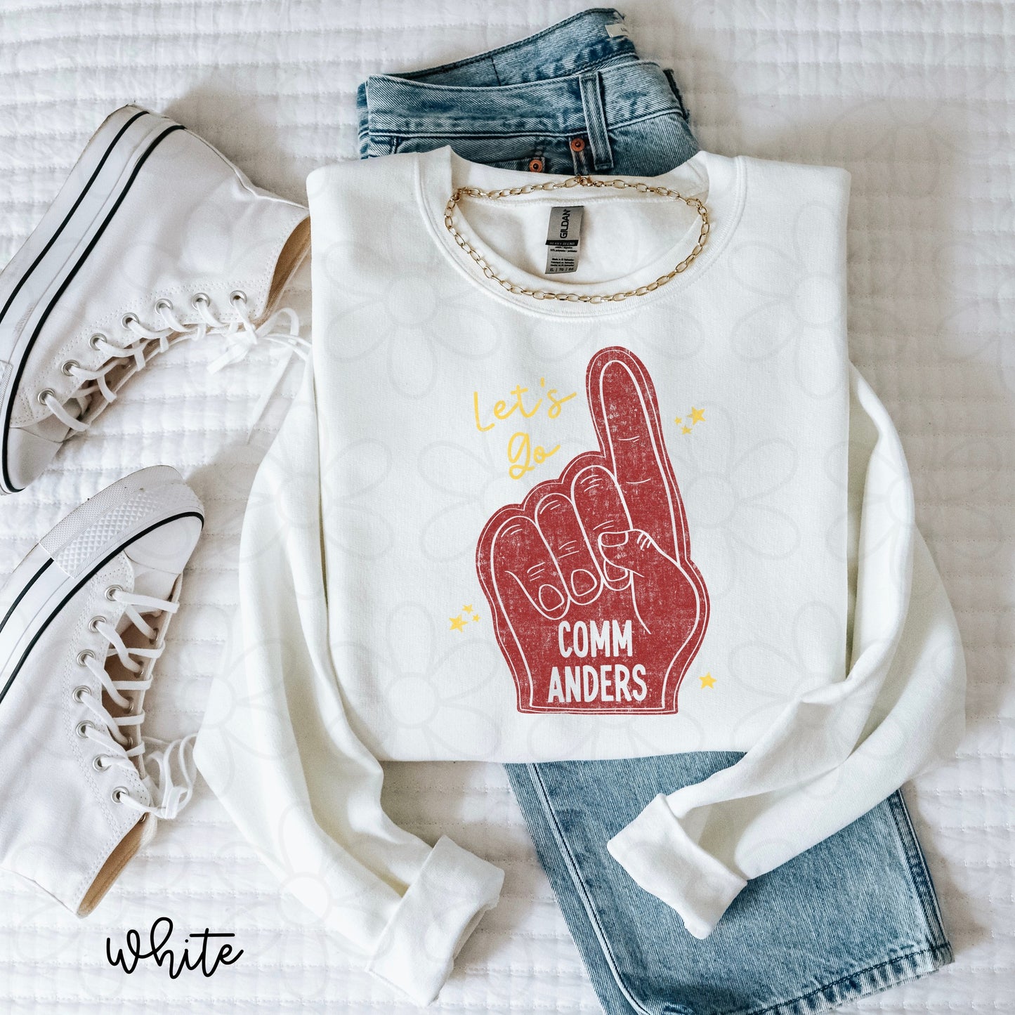 Lets Go Commanders Foam Finger Kids Completed Tee