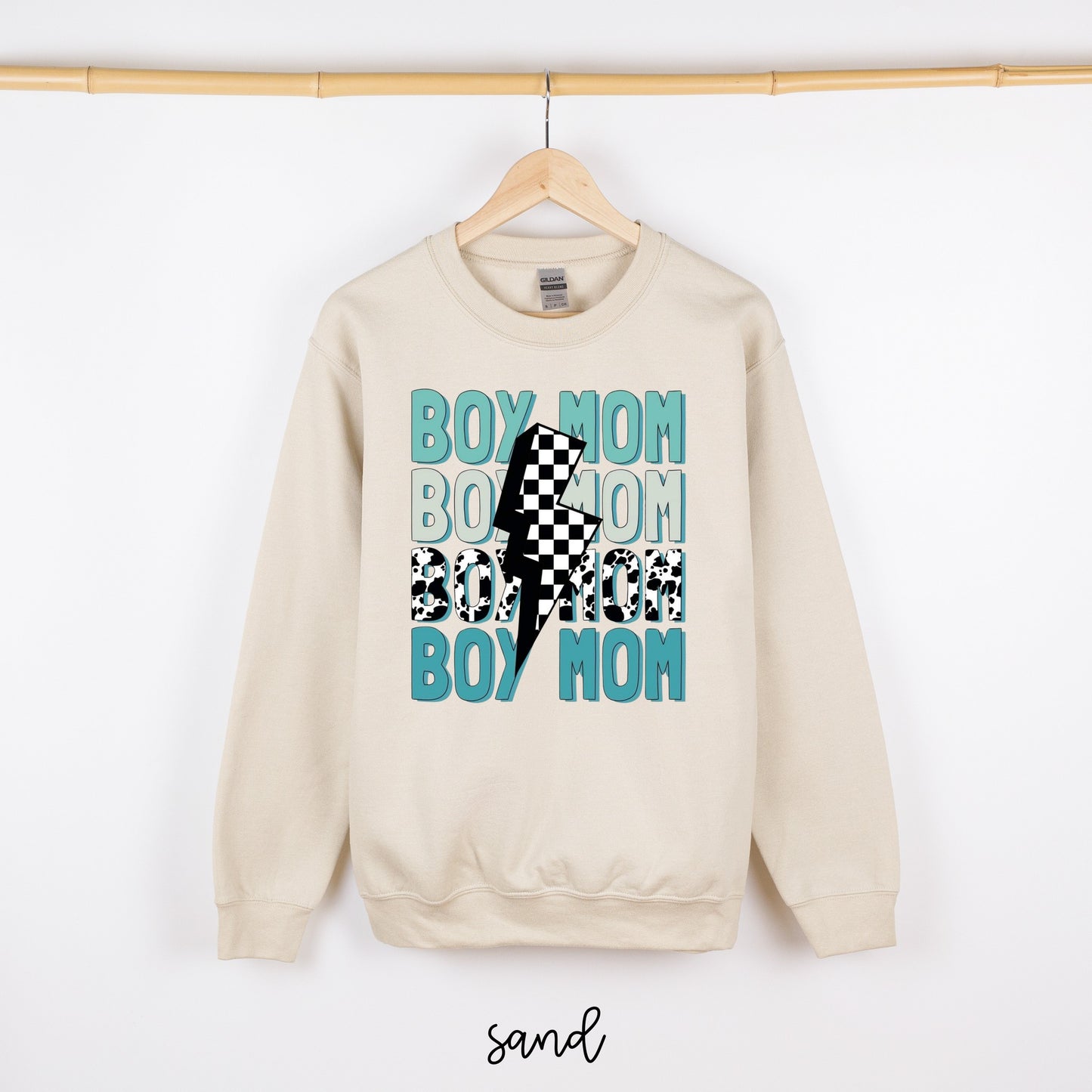 Boy Mom Check Lightning Bolt Completed Tee