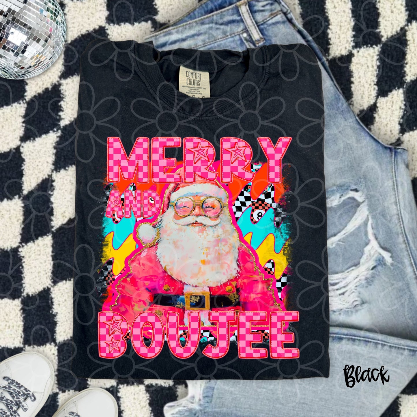 Retro Merry and Boujee Santa DTF Transfer