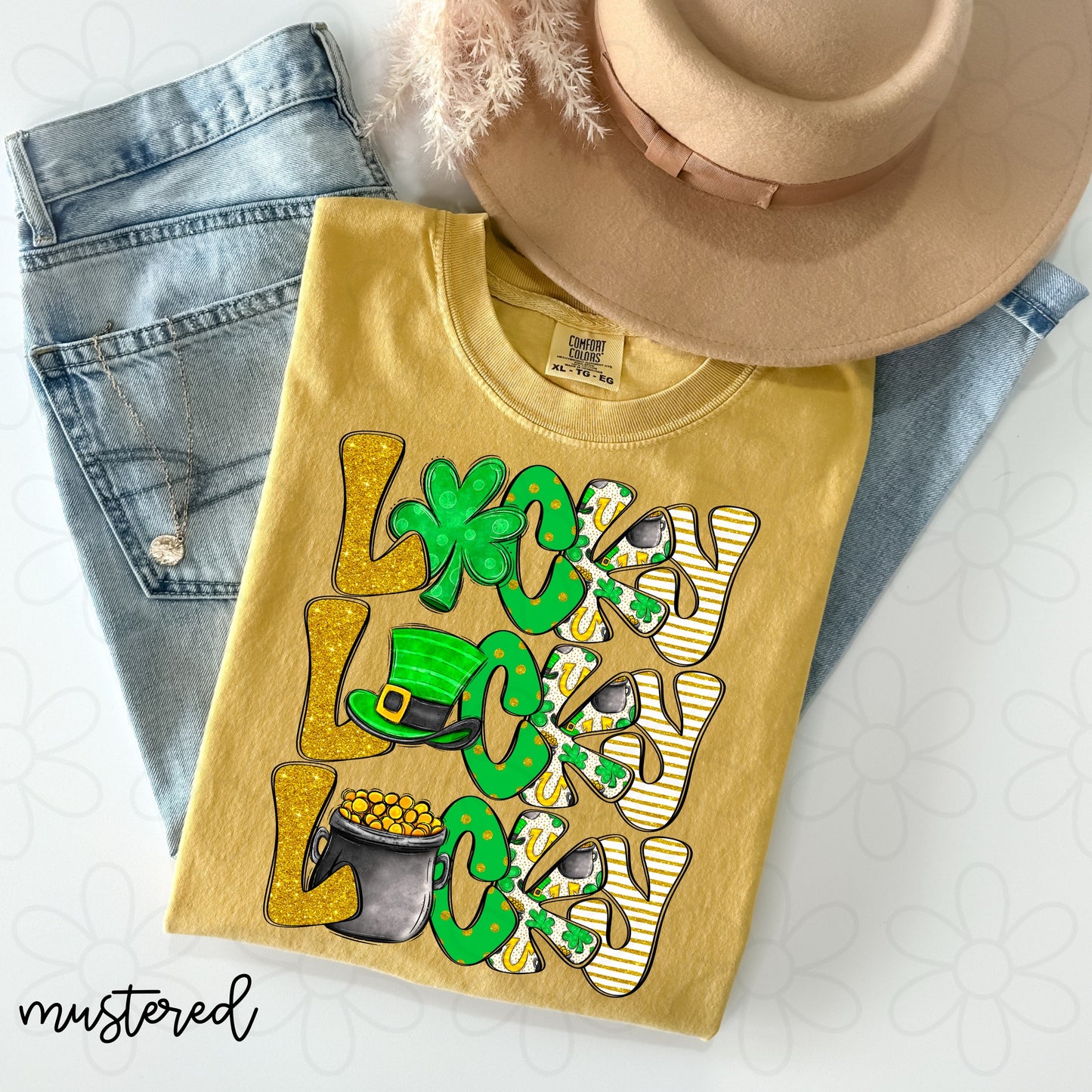 Gold Glitter Lucky Kids Completed Tee