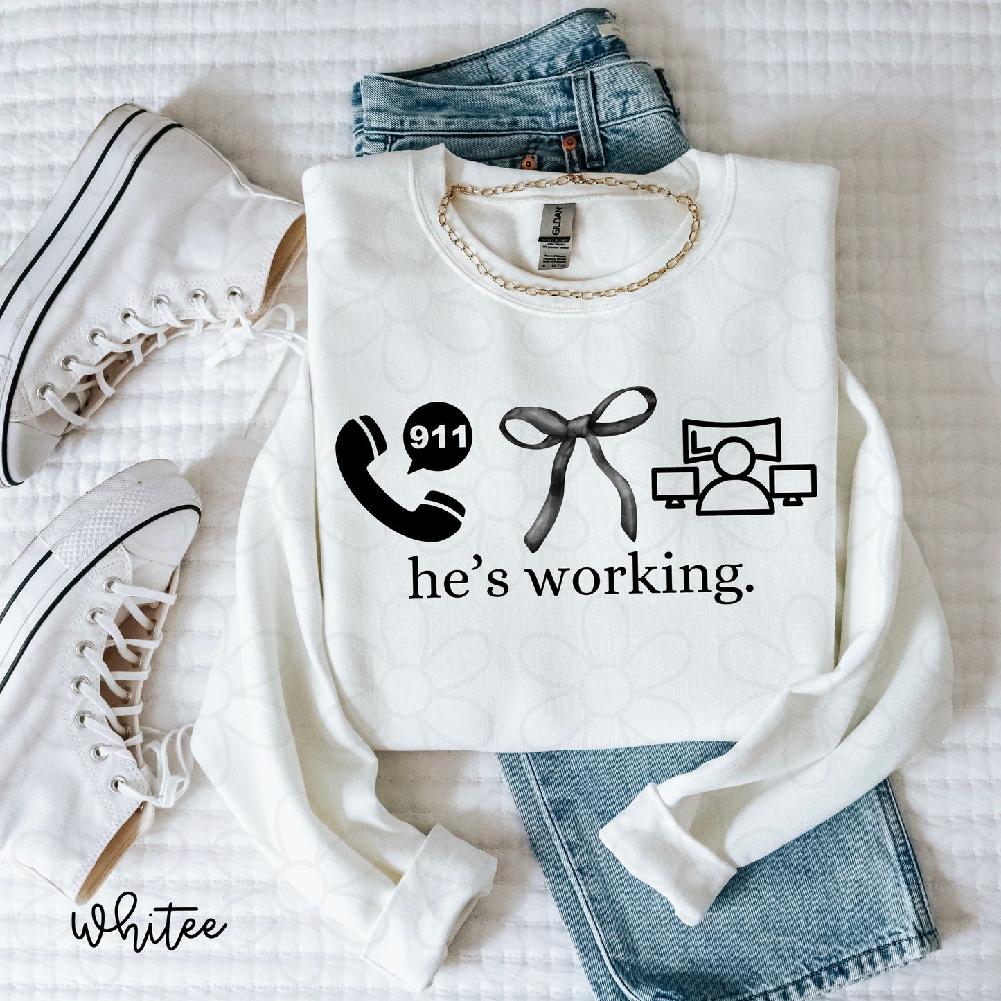 He's Working (Multiple Options) Completed Tee