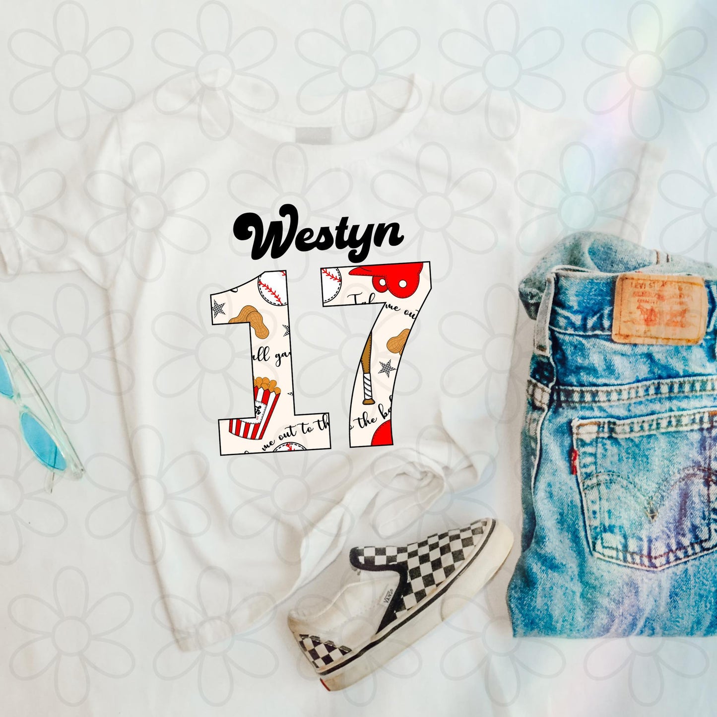 Take Me Out To The Ballgame Custom Name & Number Kids Completed Tee
