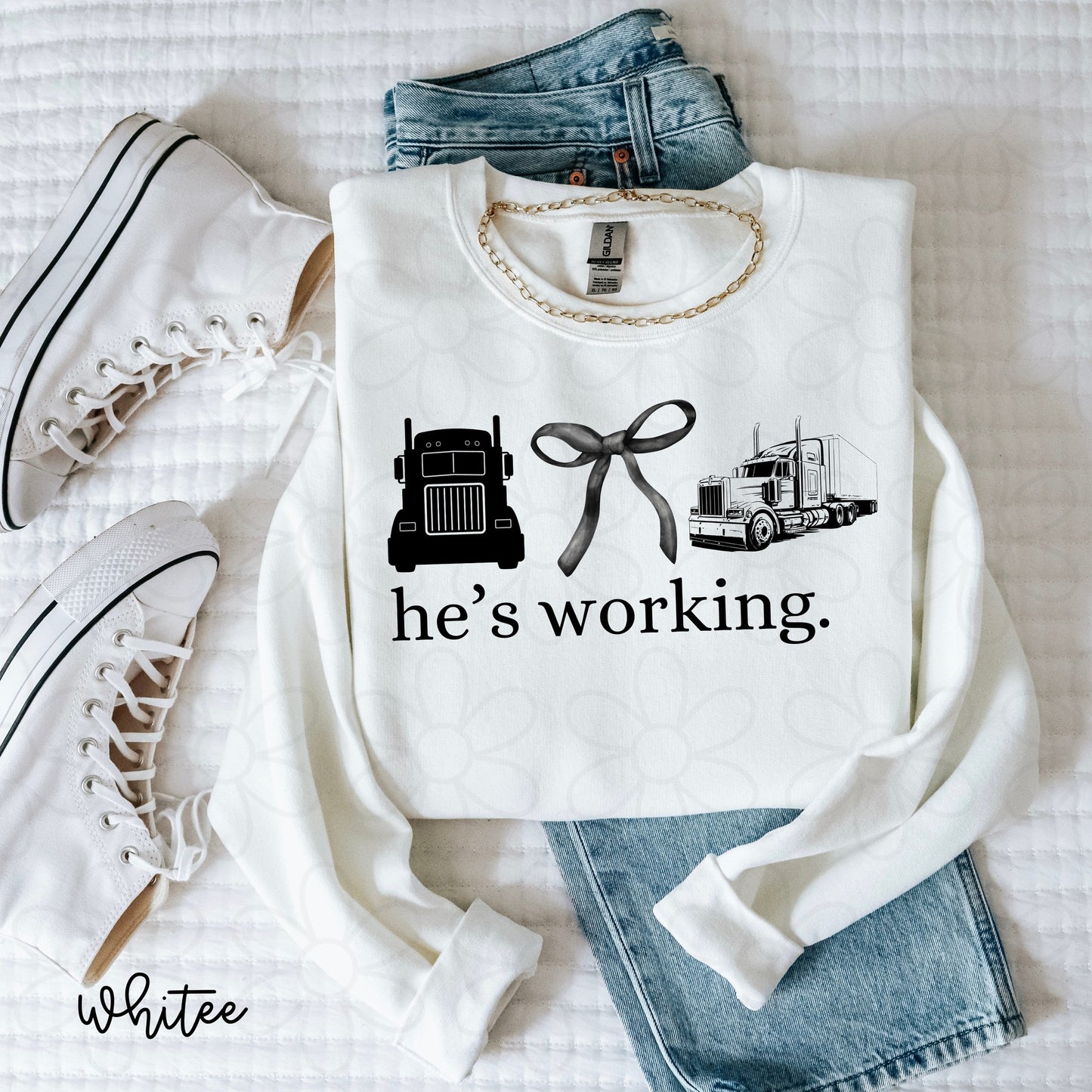 He's Working (Multiple Options) Completed Tee