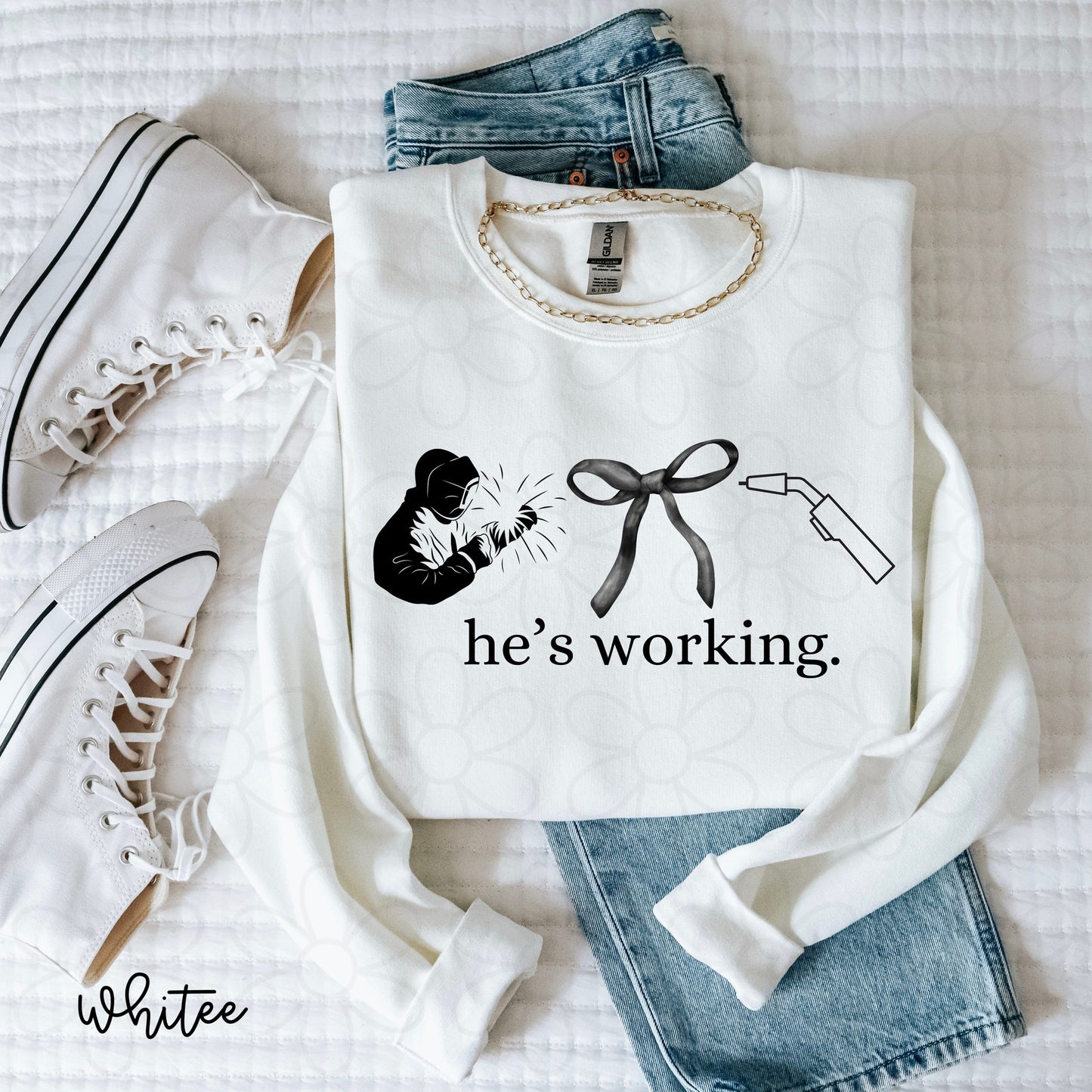 He's Working (Multiple Options) Completed Tee