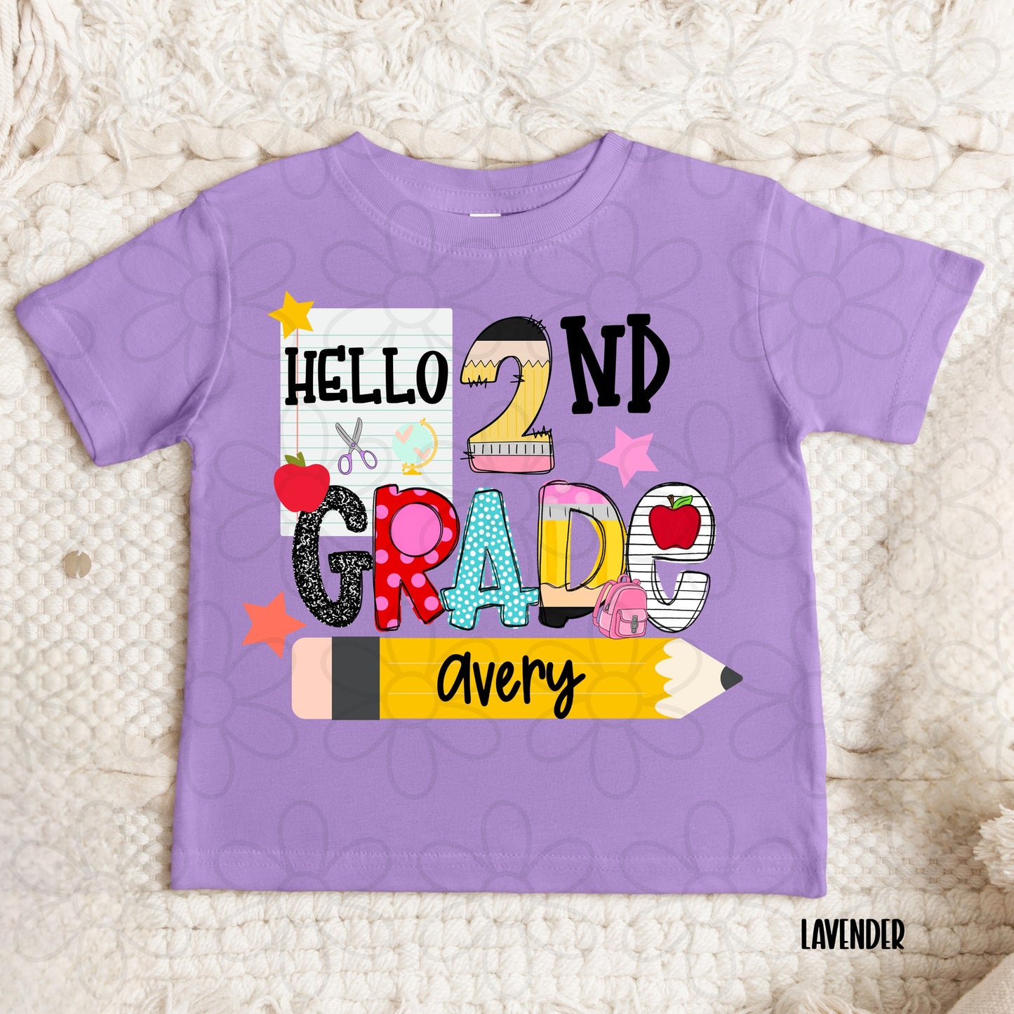 Girls Hello Grade Custom Name DTF Transfer