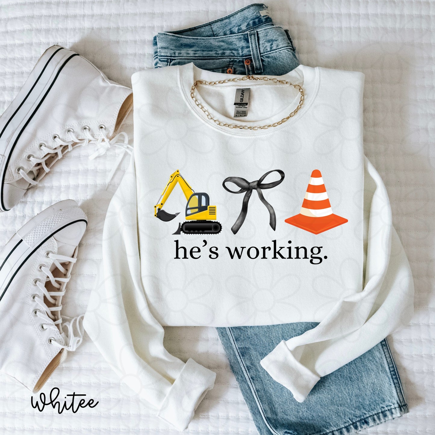 He's Working (Multiple Options) Completed Tee