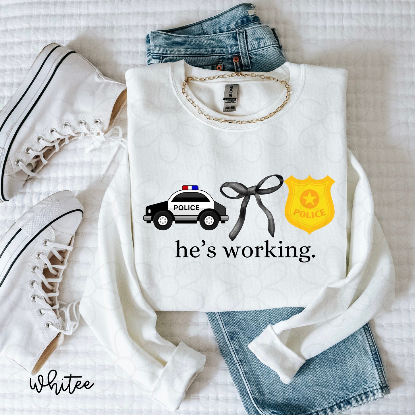 He's Working (Multiple Options) Completed Tee