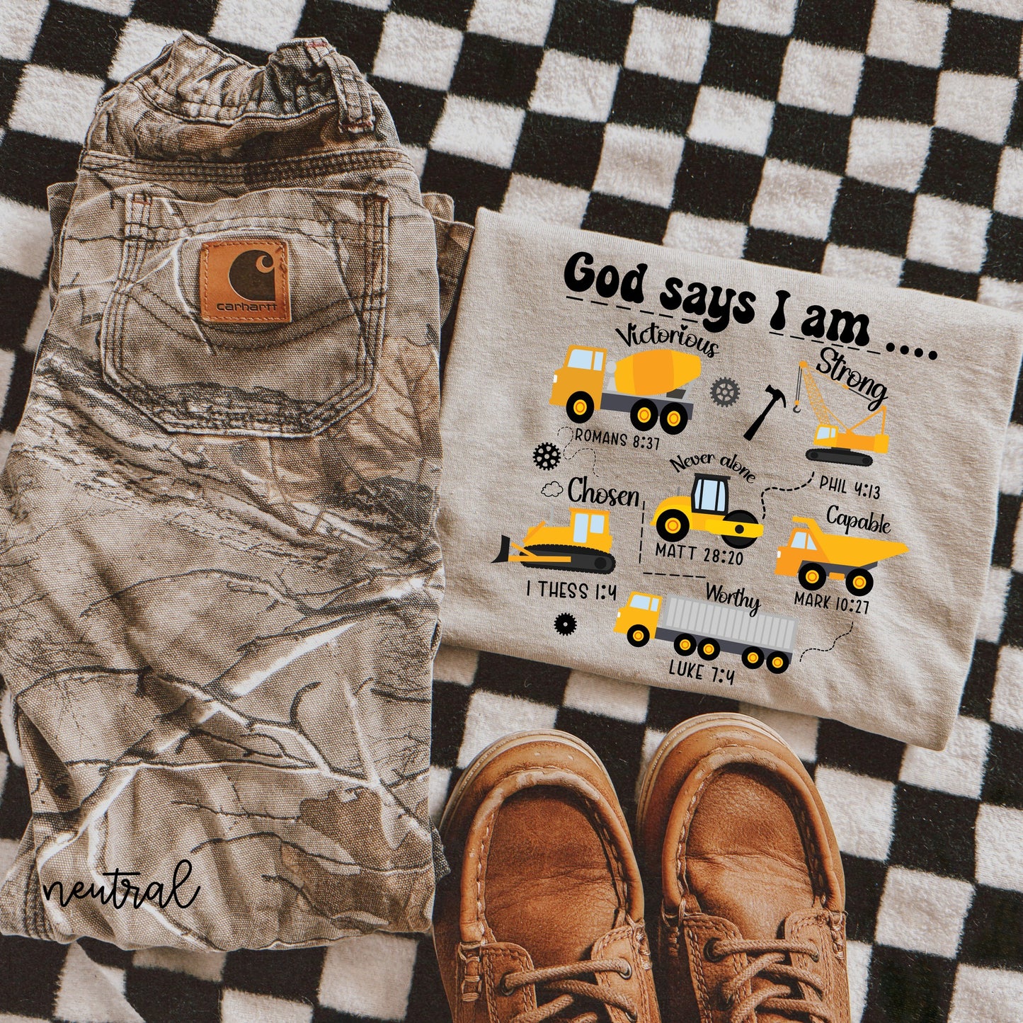 God Says I Am Construction Kids Completed Tee