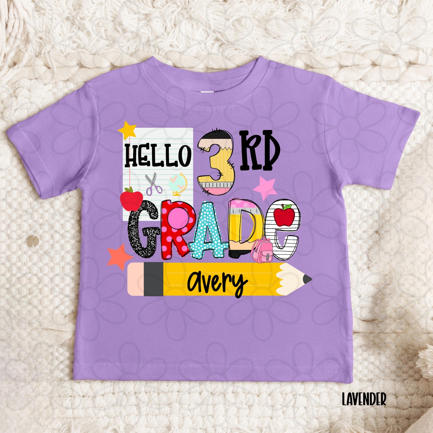 Girls Hello Grade Custom Name DTF Transfer