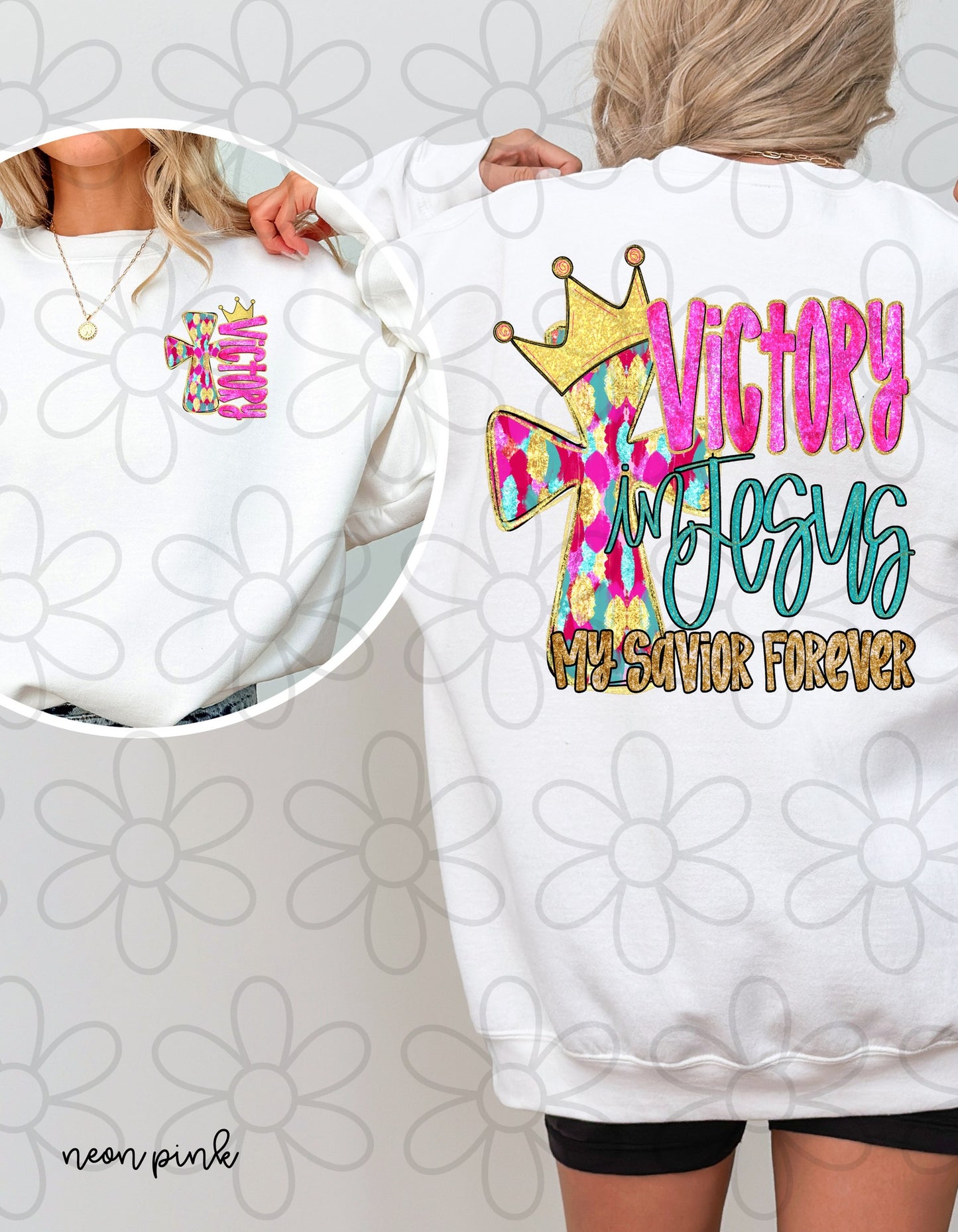 Glitter Victory In Jesus Brushstroke Cross Completed Tee