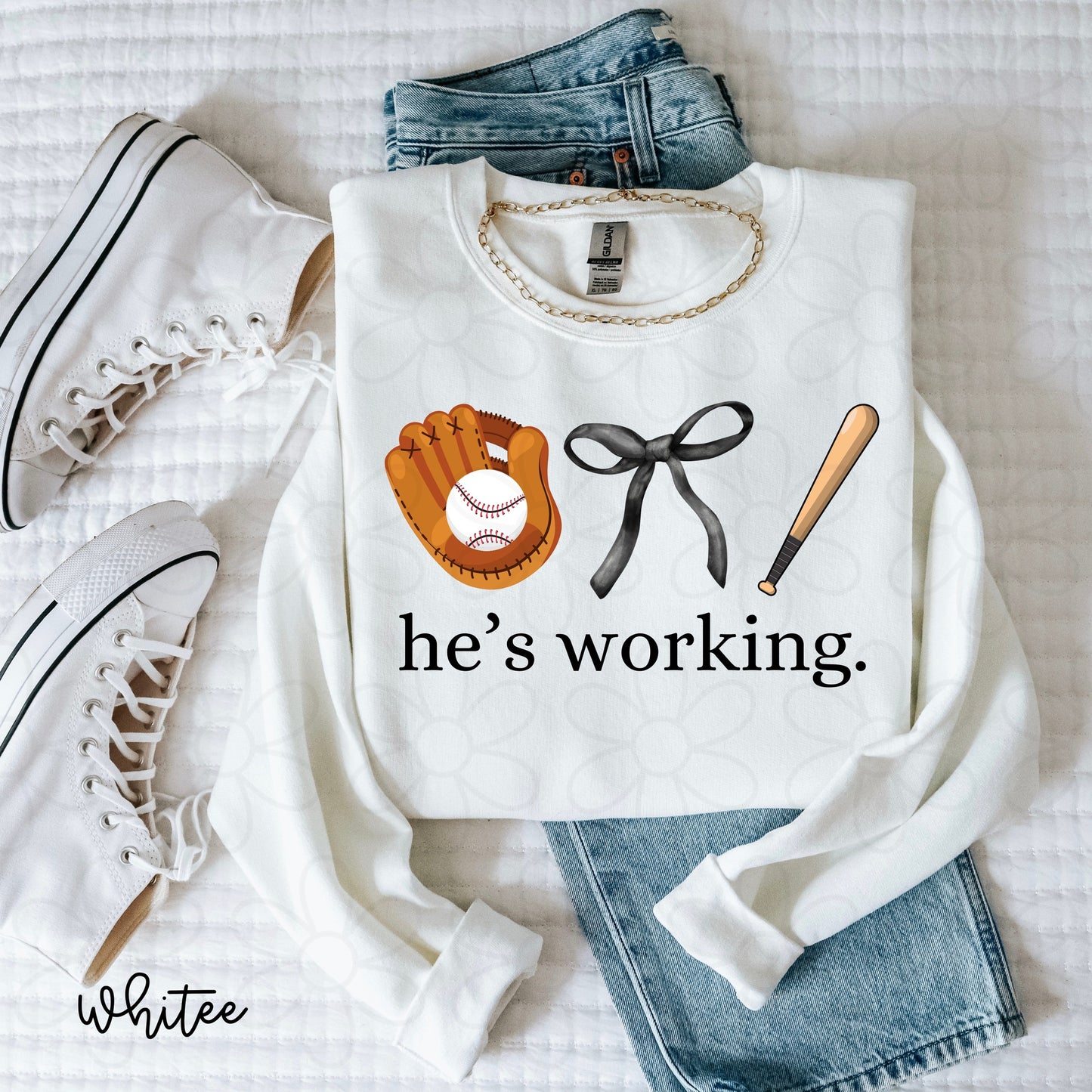 He's Working (Multiple Options) Completed Tee