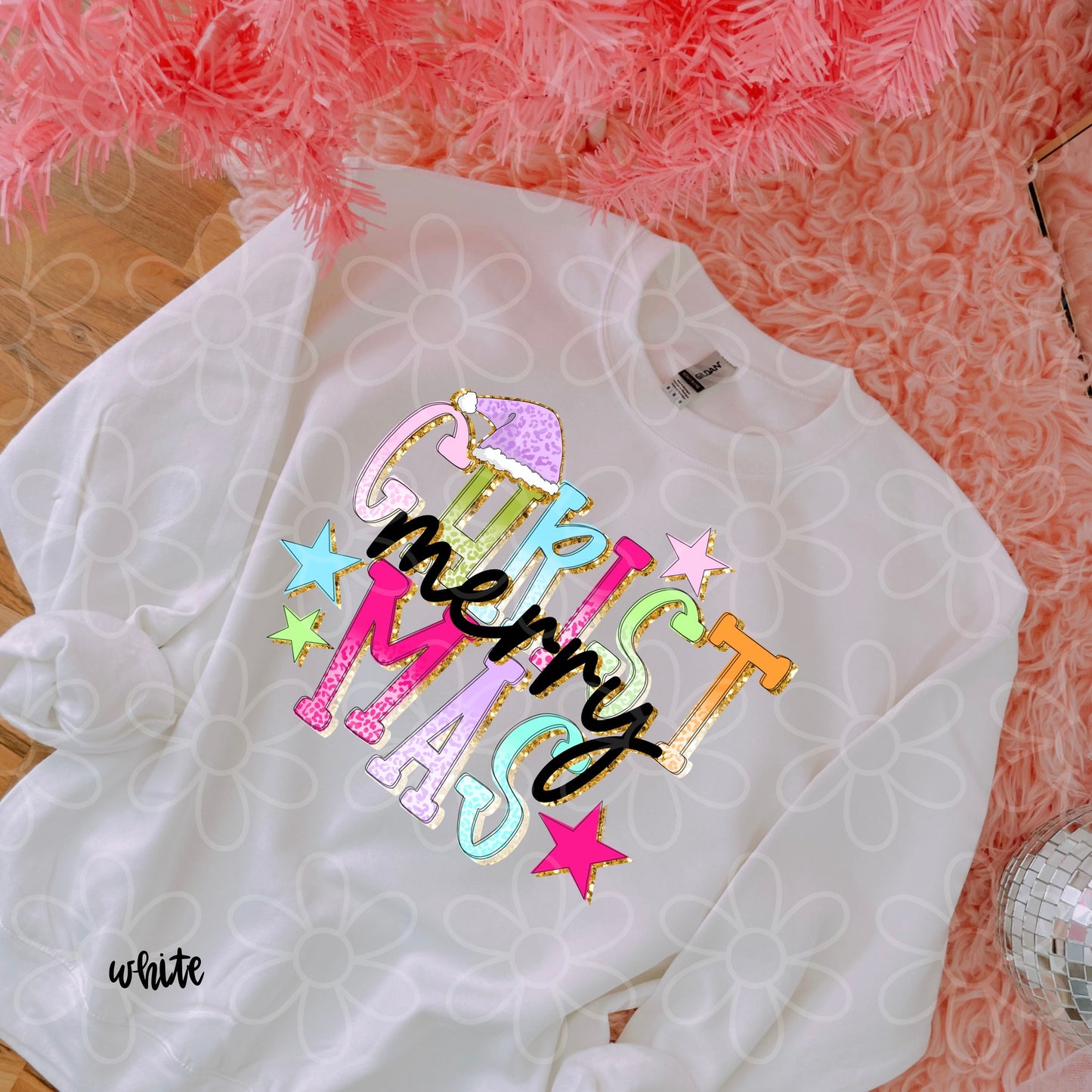 Pastel Stars Merry Christmas Completed Tee
