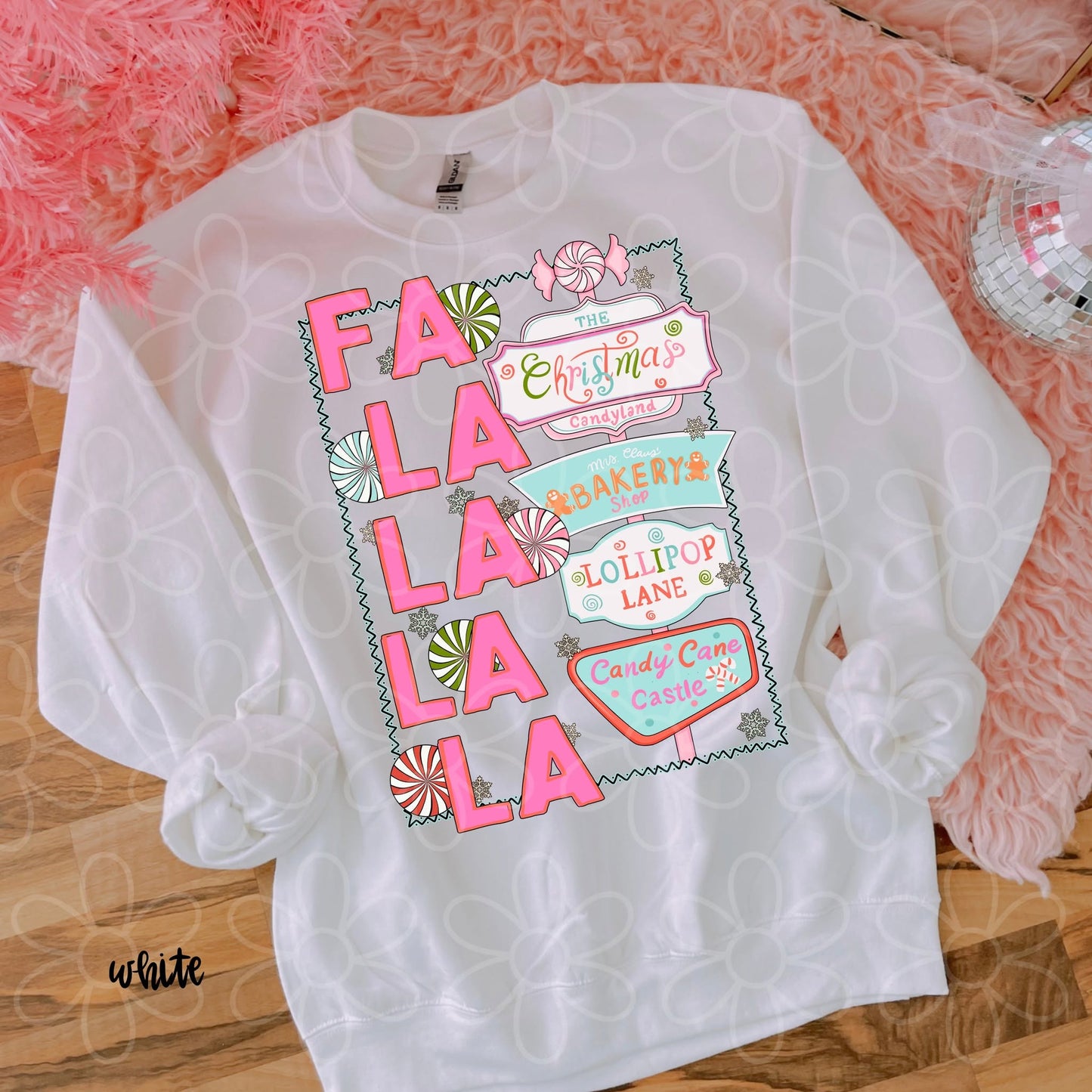 Fa La La La La Retro Christmas Signs Kids Completed Tee