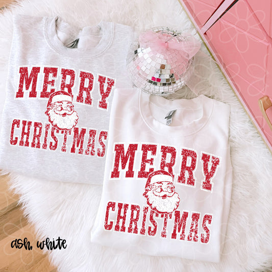 Retro Santa Merry Christmas Kids Completed Tee