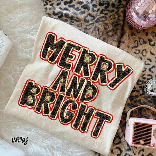 Leopard Merry and Bright Kids Completed Tee
