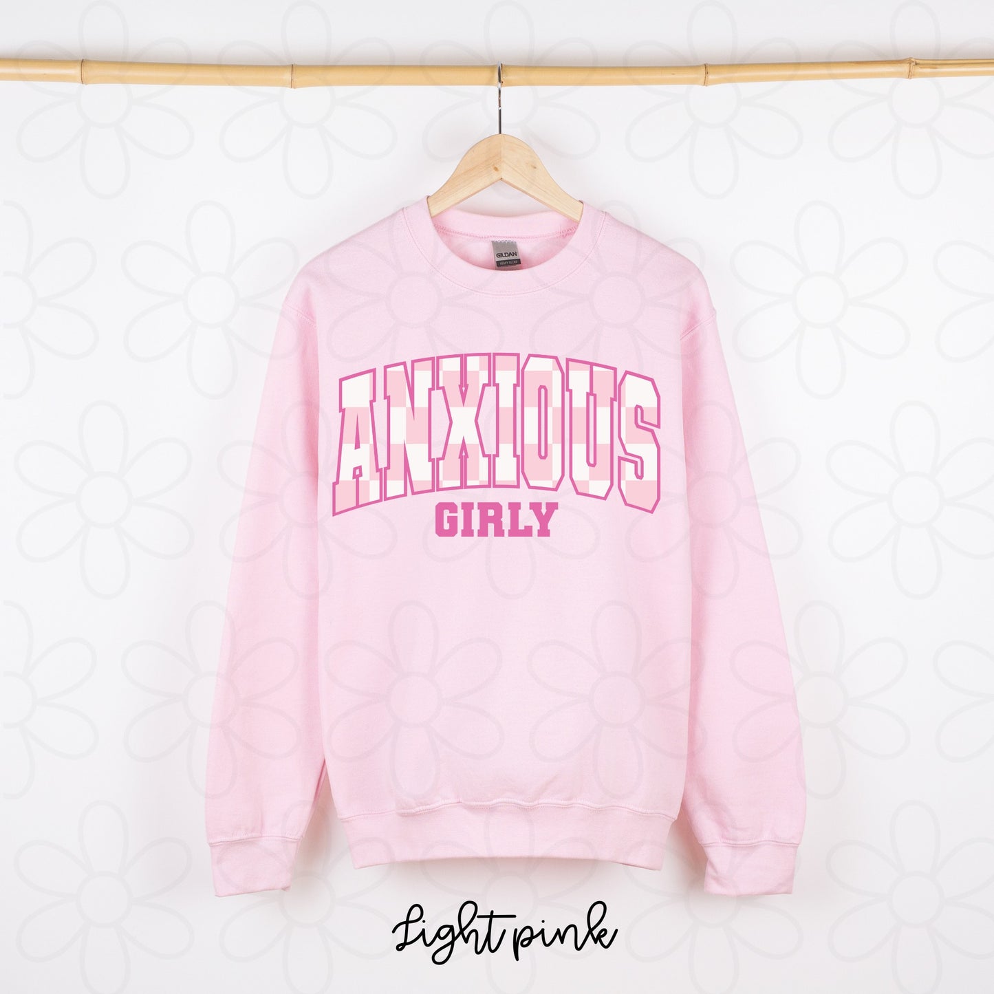 Pink Check Anxious Girly DTF Transfer