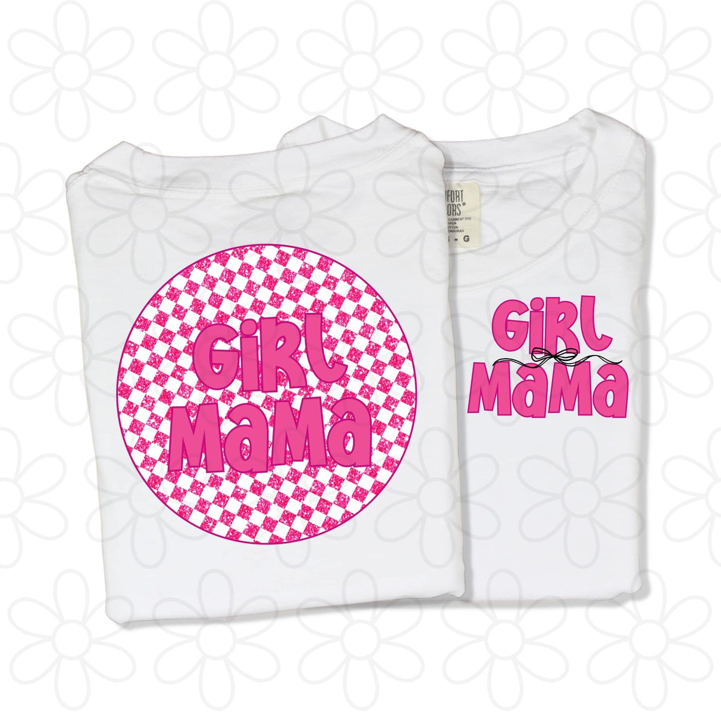 Custom Glitter Checkered Circle Kids Completed Tee