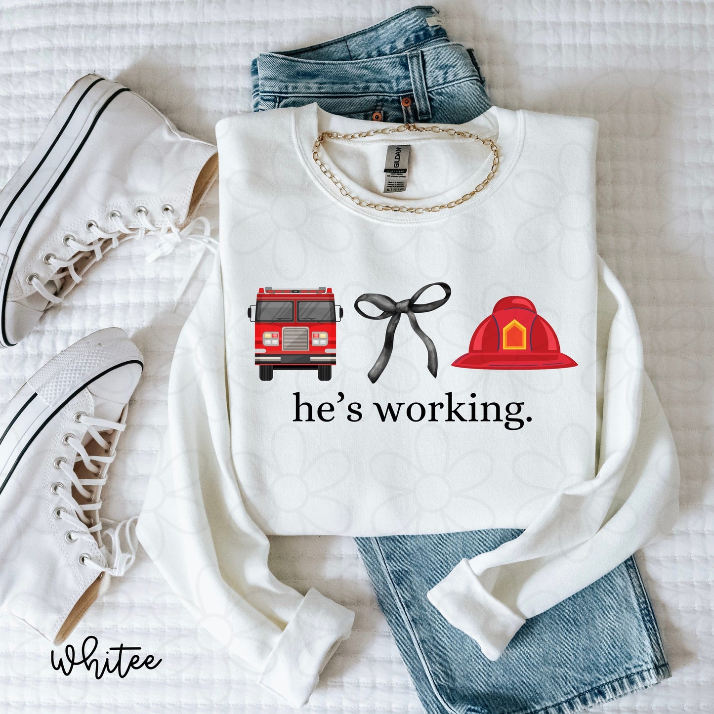 He's Working (Multiple Options) Completed Tee