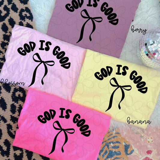 Black Bow God Is Good Kids Completed Tee