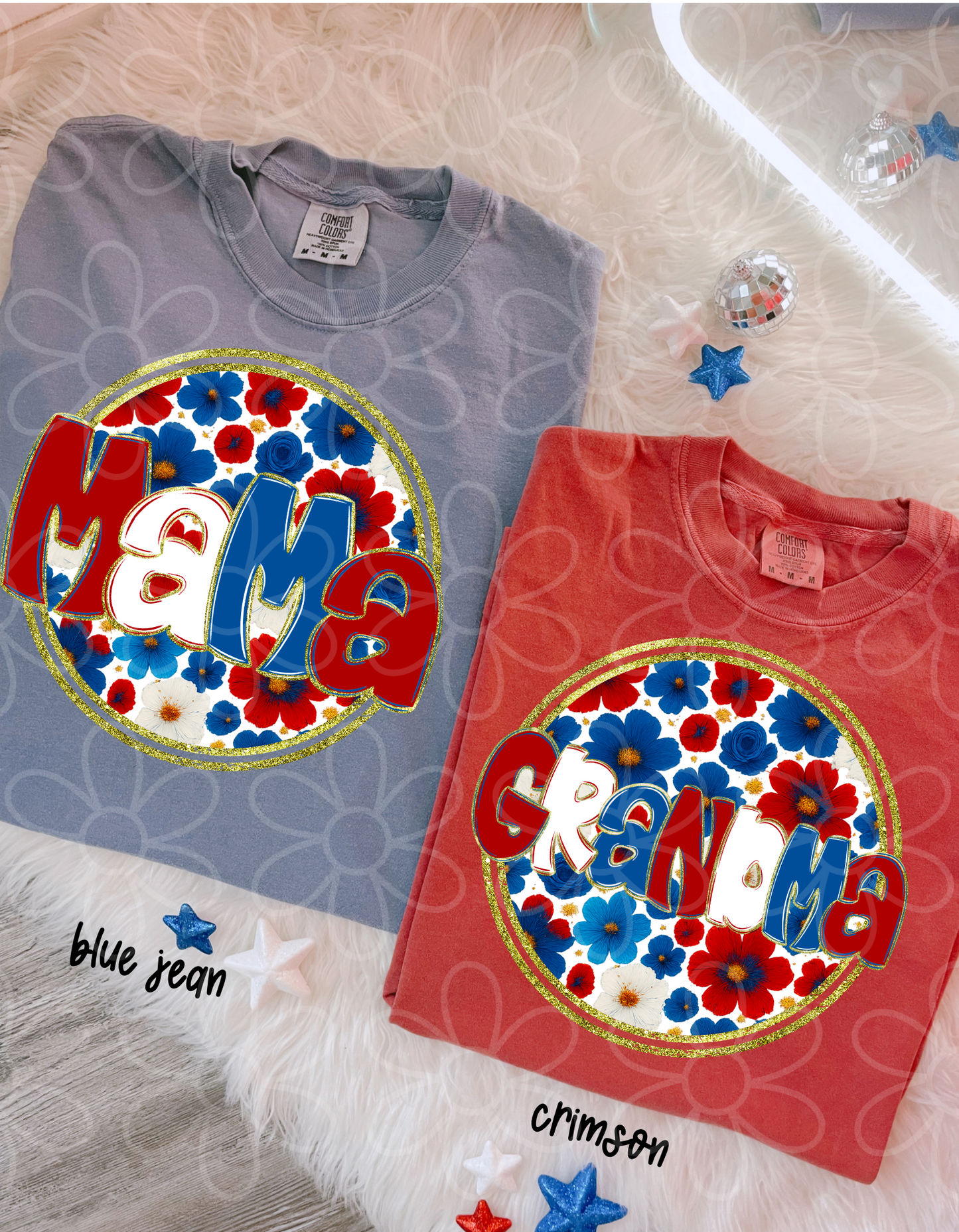 RWB Floral Circle Names (No Customs) DTF Transfer