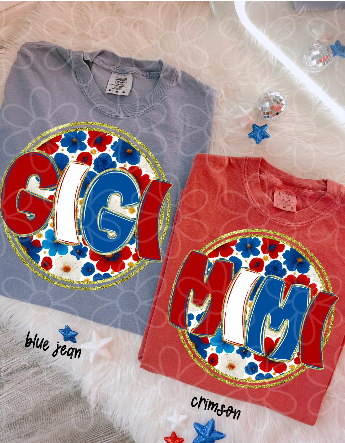 RWB Floral Circle Names (No Customs) DTF Transfer