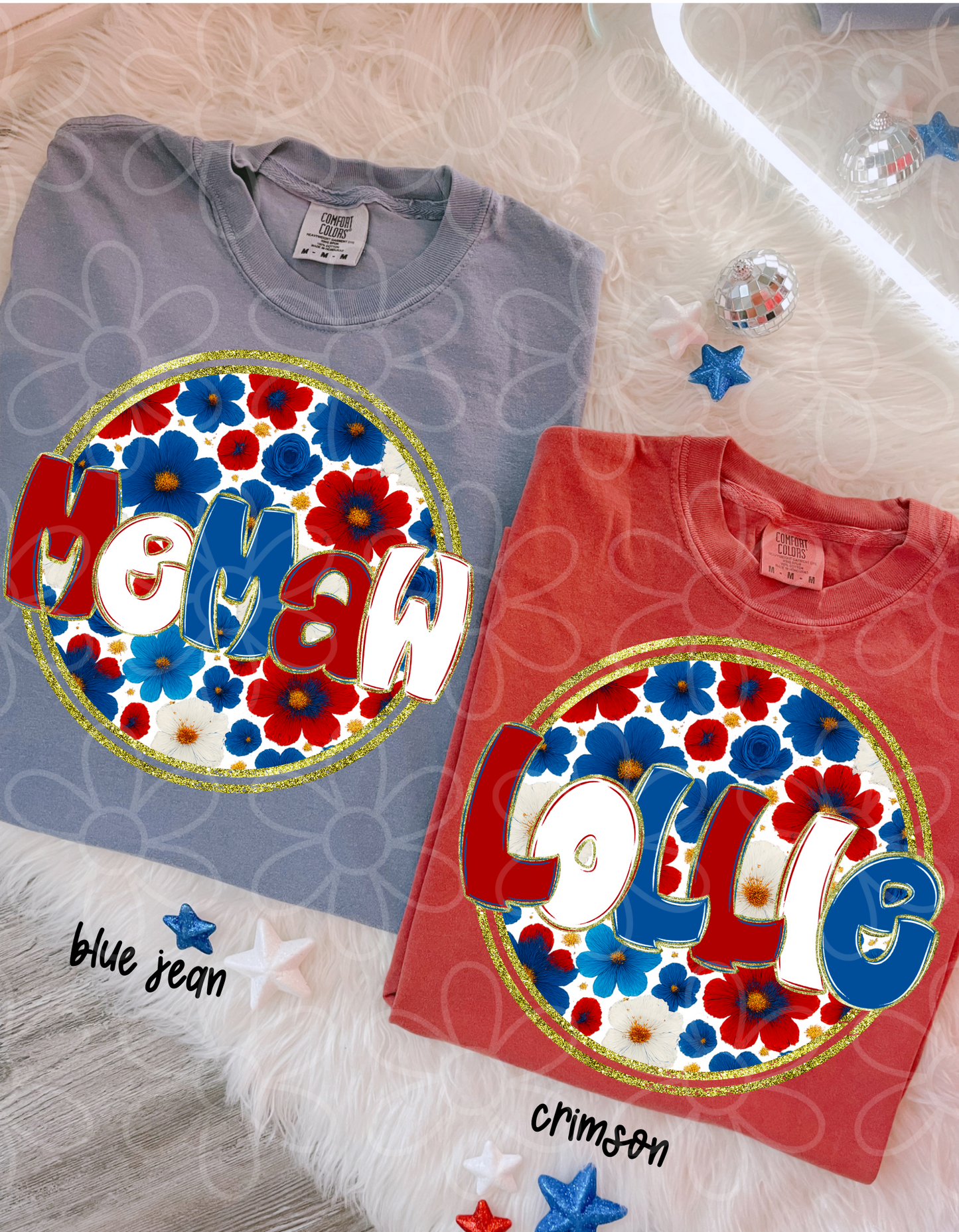 RWB Floral Circle Names (No Customs) DTF Transfer