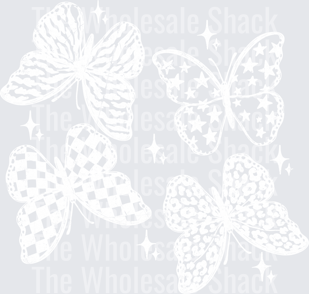 Butterflies white DTF Transfers