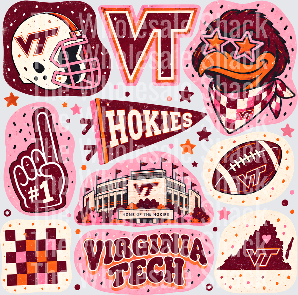 Colorful Hokies DTF Transfers